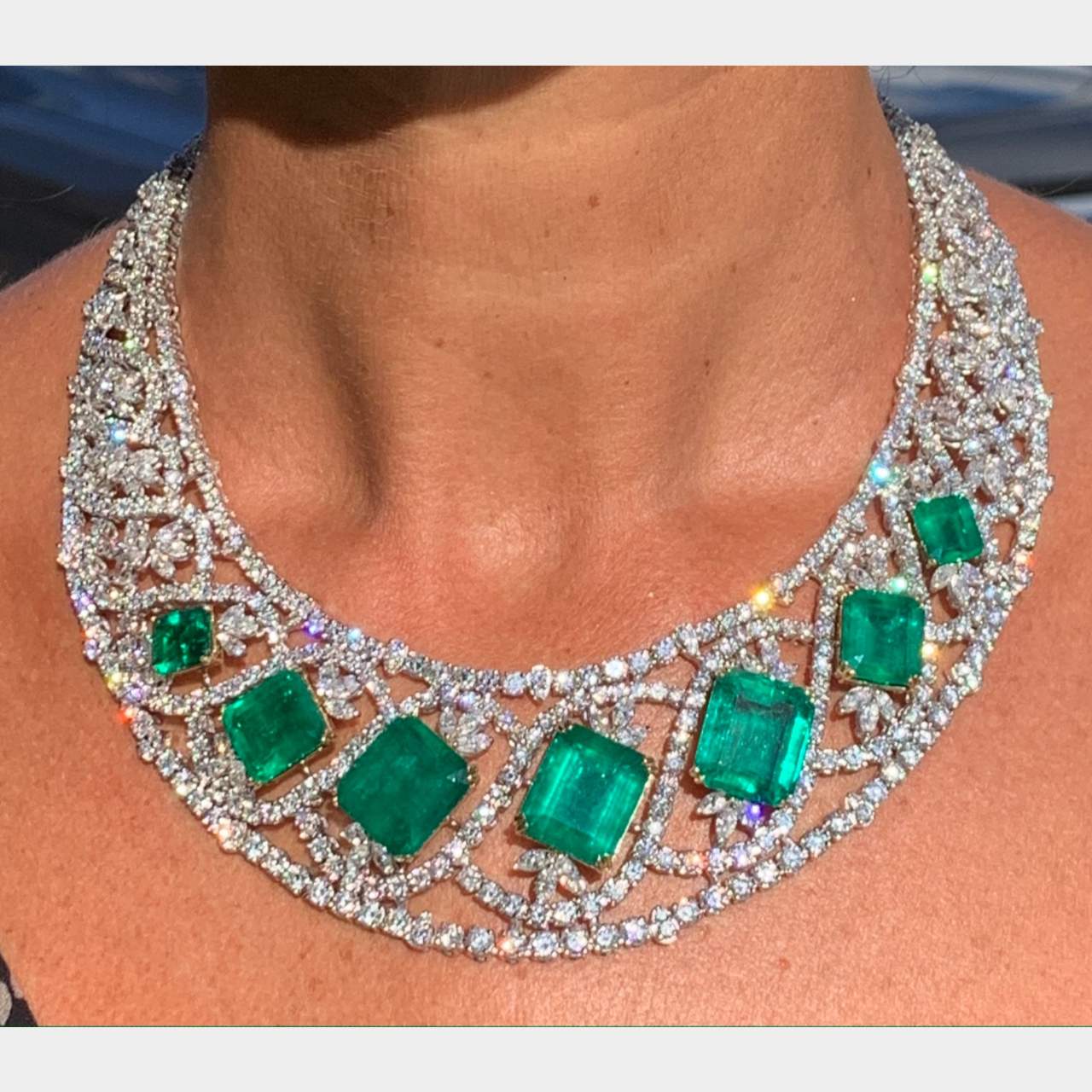 Colombian Emerald Necklace White Gold - Alexis Jewels