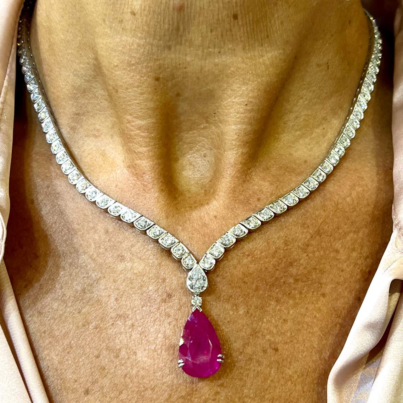 Pink and Purple Sapphire and Diamond Necklace